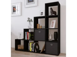 Prateleira|VCM Estante Napoli Preto A. 139 x L. 143 x P. 29 cm Multicor