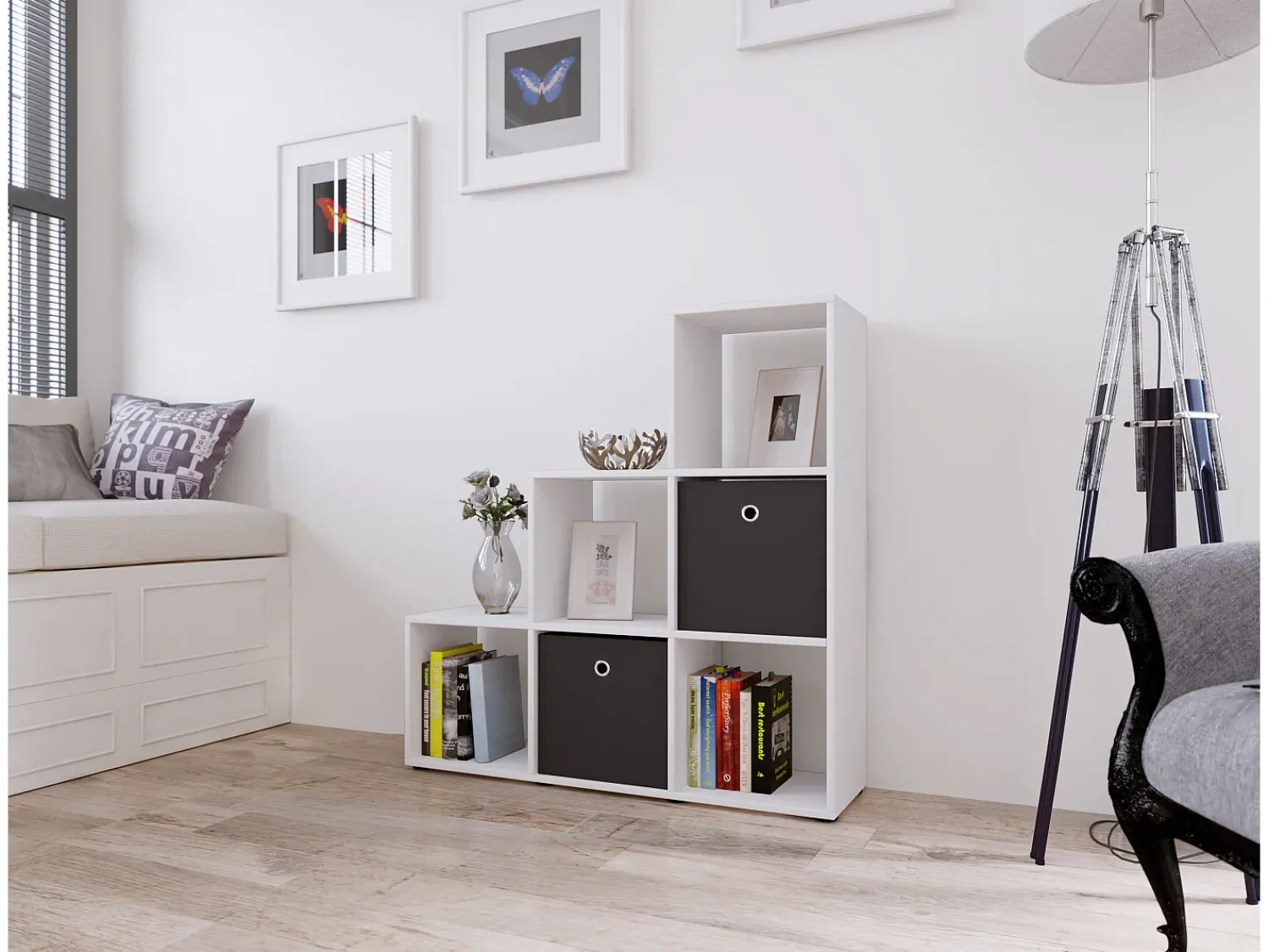 Prateleira|VCM Estante Nitas Branco A. 105 x L. 108 x P. 29 cm Multicor