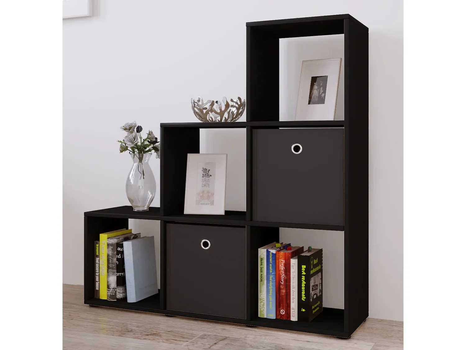 Prateleira*VCM Estante Nitas Preto A. 105 x L. 108 x P. 29 cm Multicor