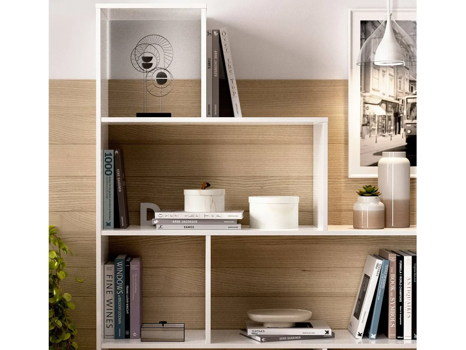 Prateleira*Dmora Estante Orsaro, Estante de escritório multiuso, Estante com 6 prateleiras, 145x29h145 cm, Branco