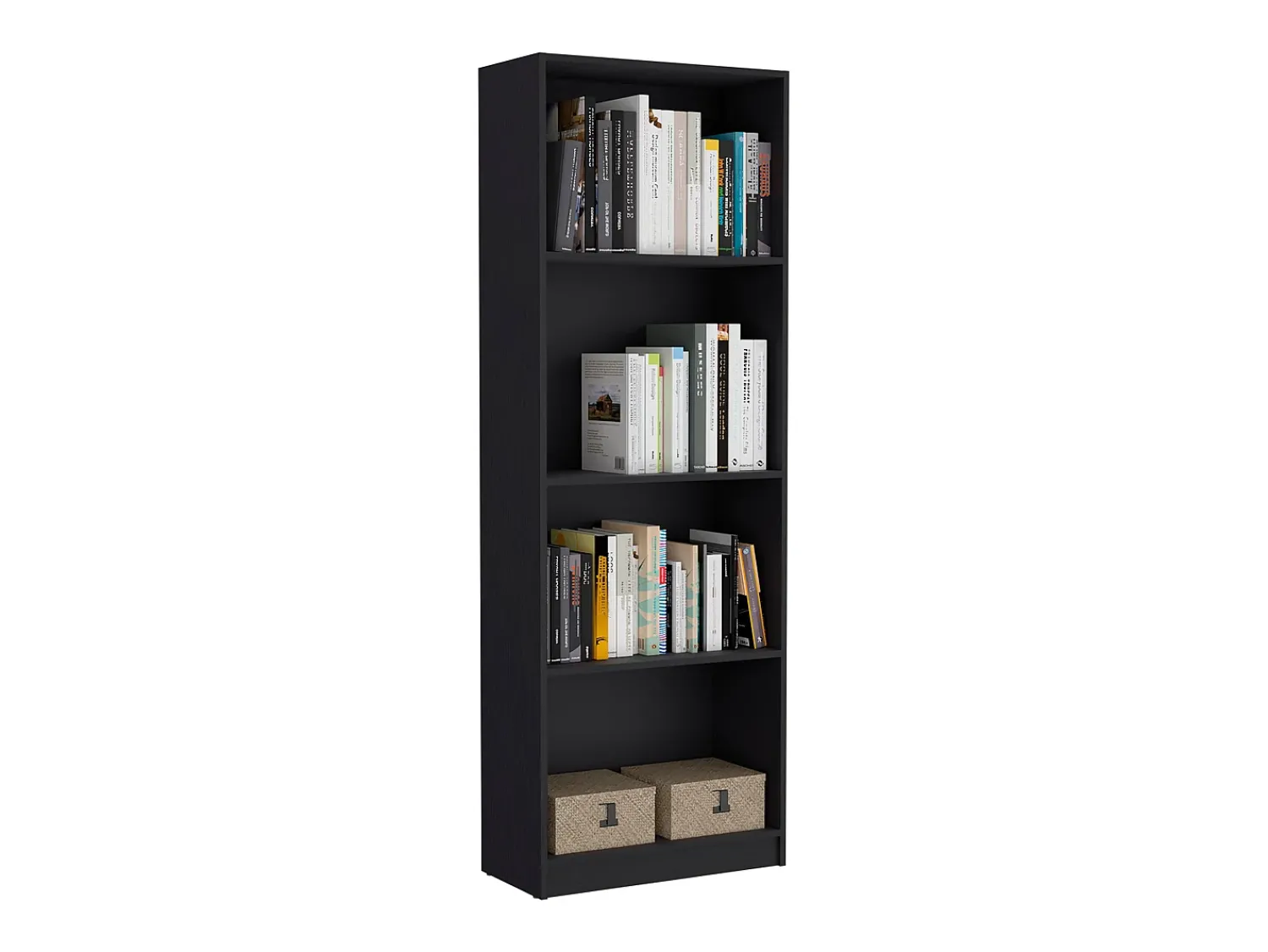 Outlet TuHome Estante para escritório em casa em melamina com 4 prateleiras abertas, 180.59 cm X 62.73 cm X 29.71 cm , Preto
