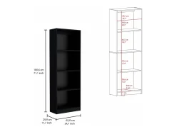 Outlet TuHome Estante para escritório em casa em melamina com 4 prateleiras abertas, 180.59 cm X 62.73 cm X 29.71 cm , Preto