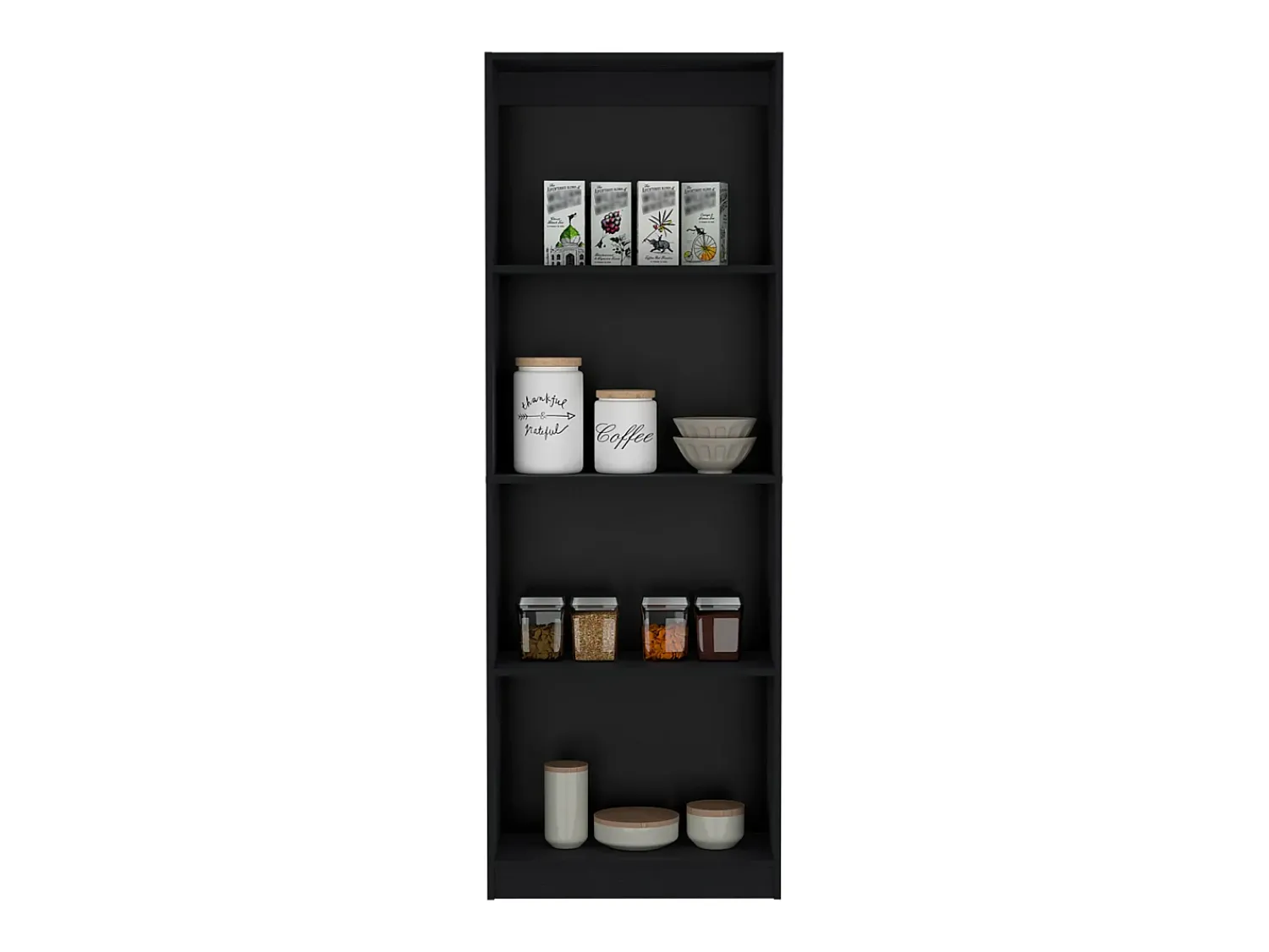 Outlet TuHome Estante para escritório em casa em melamina com 4 prateleiras abertas, 180.59 cm X 62.73 cm X 29.71 cm , Preto