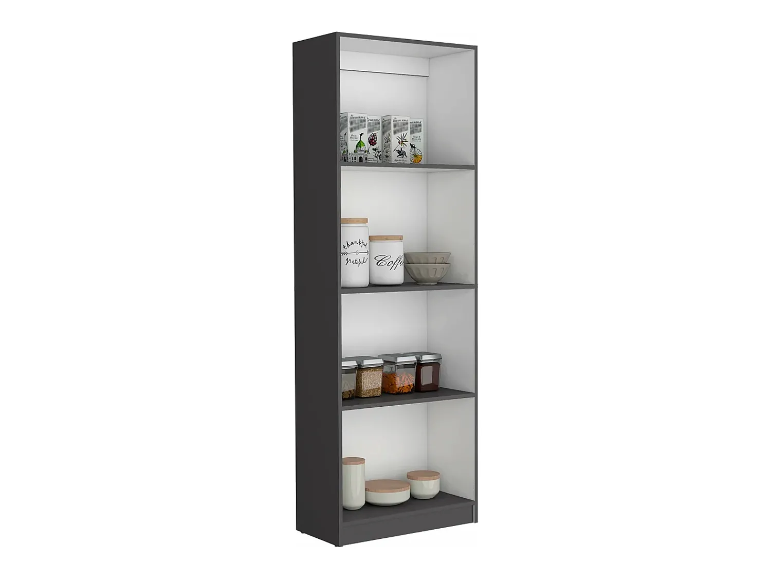 Biblioteca*TuHome Estante para escritório em casa em melamina com 4 prateleiras abertas , 180.59 cm X 62.73 cm X 29.71 cm , Multicolor Cinzento / Branco