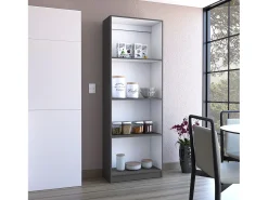 Biblioteca*TuHome Estante para escritório em casa em melamina com 4 prateleiras abertas , 180.59 cm X 62.73 cm X 29.71 cm , Multicolor Cinzento / Branco