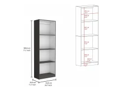 Biblioteca*TuHome Estante para escritório em casa em melamina com 4 prateleiras abertas , 180.59 cm X 62.73 cm X 29.71 cm , Multicolor Cinzento / Branco