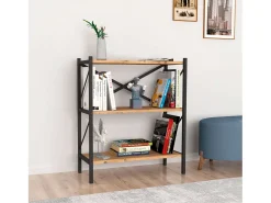 Estante para sala de estar Rus com 3 prateleiras em carvalho e safir 66x85x34 cm^ Prateleira