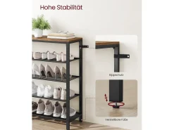 Móvel De Arrumação|Sapateira| Estante para sapatos 100x30x92,5 cm preto castanho rústico Indestic Preto / Castanho