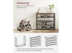 Móvel De Arrumação|Sapateira| Estante para sapatos 100x30x92,5 cm preto castanho rústico Indestic Preto / Castanho
