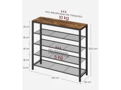 Móvel De Arrumação|Sapateira| Estante para sapatos 100x30x92,5 cm preto castanho rústico Indestic Preto / Castanho