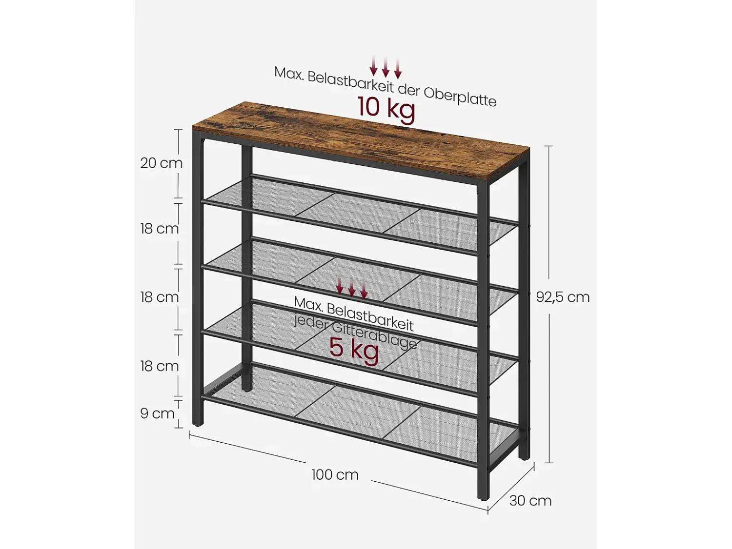 Móvel De Arrumação|Sapateira| Estante para sapatos 100x30x92,5 cm preto castanho rústico Indestic Preto / Castanho