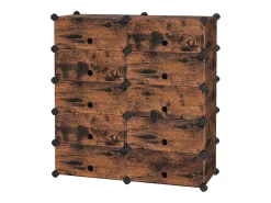 Móvel De Arrumação|Sapateira| Estante para sapatos 43x31x173 cm dourado preto plástico cubo de arrumação Castanho