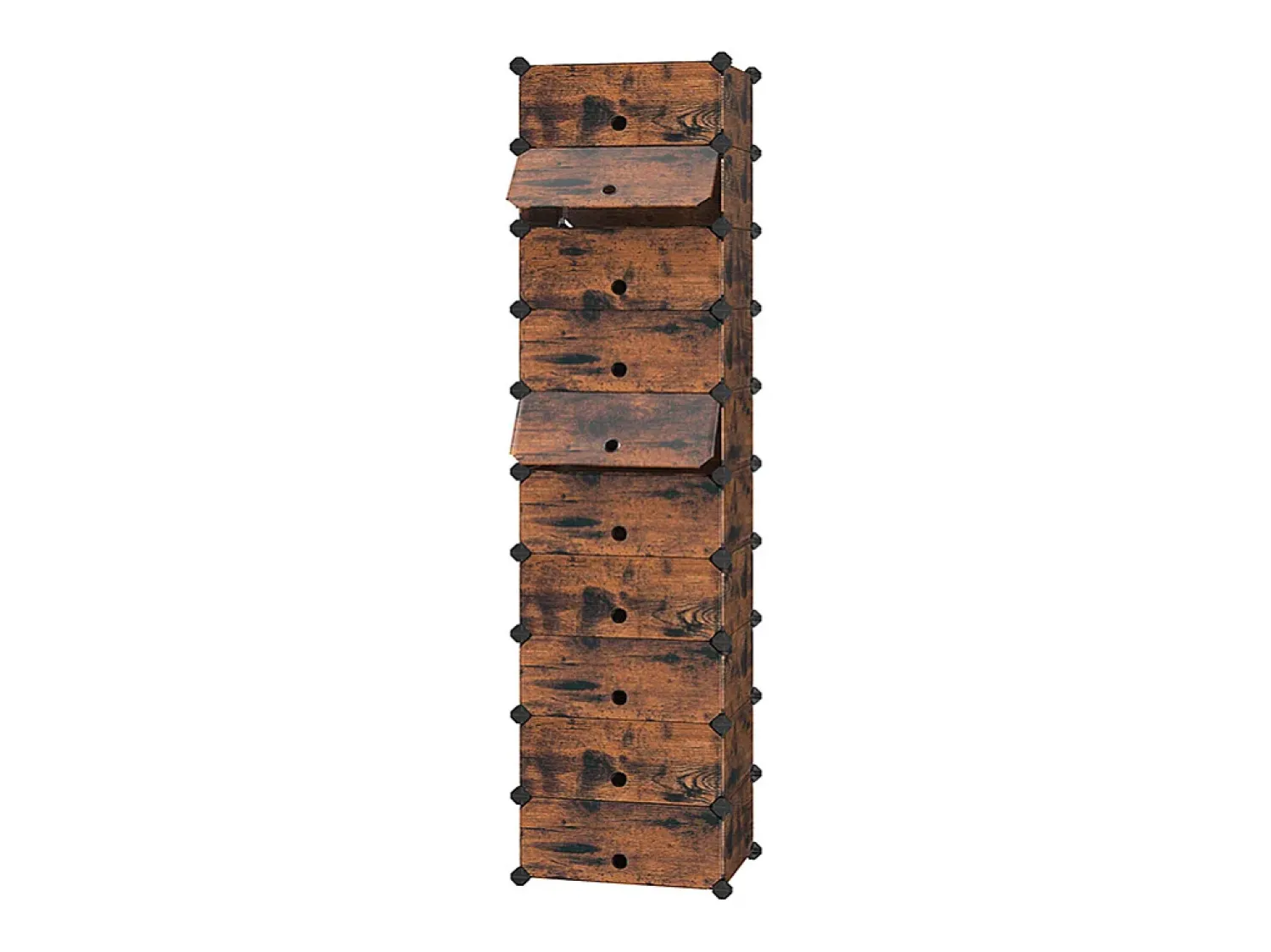 Móvel De Arrumação|Sapateira| Estante para sapatos 43x31x173 cm dourado preto plástico cubo de arrumação Castanho