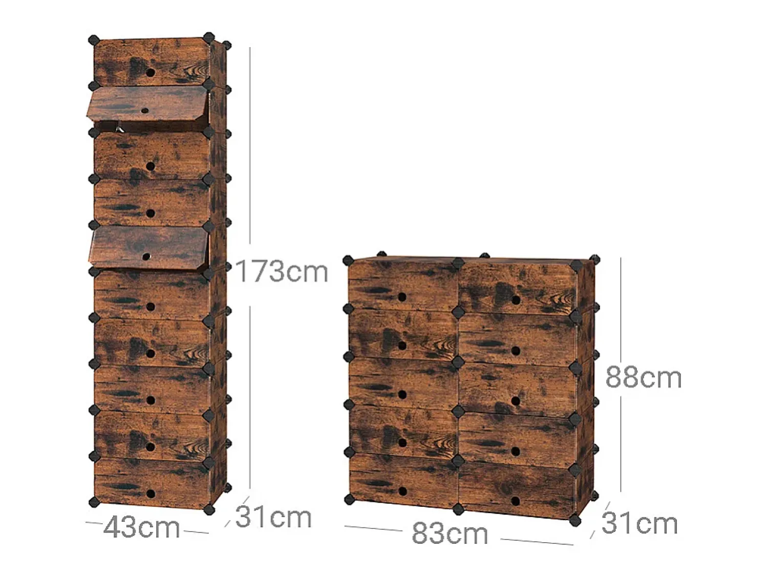 Móvel De Arrumação|Sapateira| Estante para sapatos 43x31x173 cm dourado preto plástico cubo de arrumação Castanho