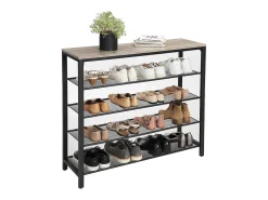 Móvel De Arrumação|Sapateira| Estante para sapatos 100x30x92,5 cm branco preto Indestic Preto / Castanho