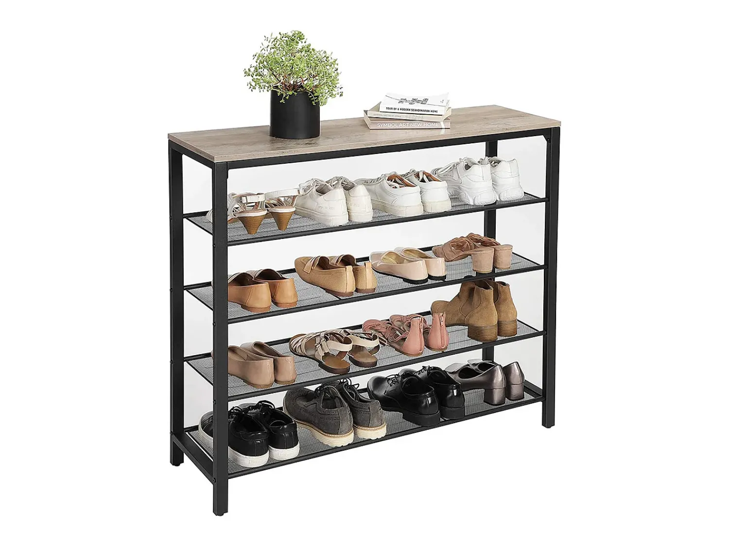 Móvel De Arrumação|Sapateira| Estante para sapatos 100x30x92,5 cm branco preto Indestic Preto / Castanho
