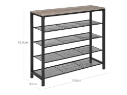 Móvel De Arrumação|Sapateira| Estante para sapatos 100x30x92,5 cm branco preto Indestic Preto / Castanho