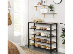 Móvel De Arrumação|Sapateira| Estante para sapatos 100x30x92,5 cm branco preto Indestic Preto / Castanho