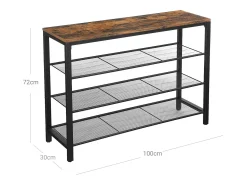 Estante para Sapatos 100x30x72 cm preto castanho rústico Indestic^ Móvel De Arrumação|Sapateira