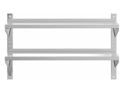 Prateleira* Estante parede 2 prateleiras 100x30x60 cm aço inoxidável prata PT646660 Prateado