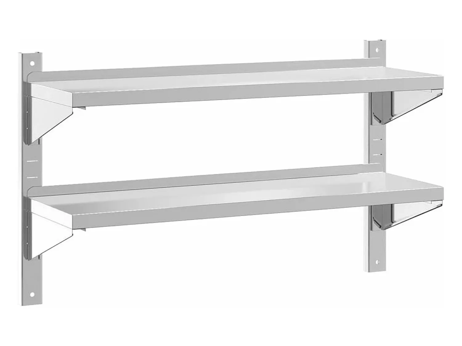 Prateleira* Estante parede 2 prateleiras 100x30x60 cm aço inoxidável prata PT646660 Prateado