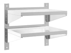 Estante parede 2 prateleiras 50x40x60 cm aço inoxidável prata PT439317^ Prateleira