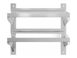 Estante parede 2 prateleiras 50x40x60 cm aço inoxidável prata PT439317^ Prateleira