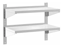 Prateleira| Estante parede 2 prateleiras 75x40x60 cm aço inoxidável prata PT440435 Prateado