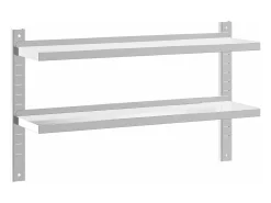 Prateleira| Estante parede 2 prateleiras 100x23,5x60cm aço inoxidável prata PT658574 Prateado