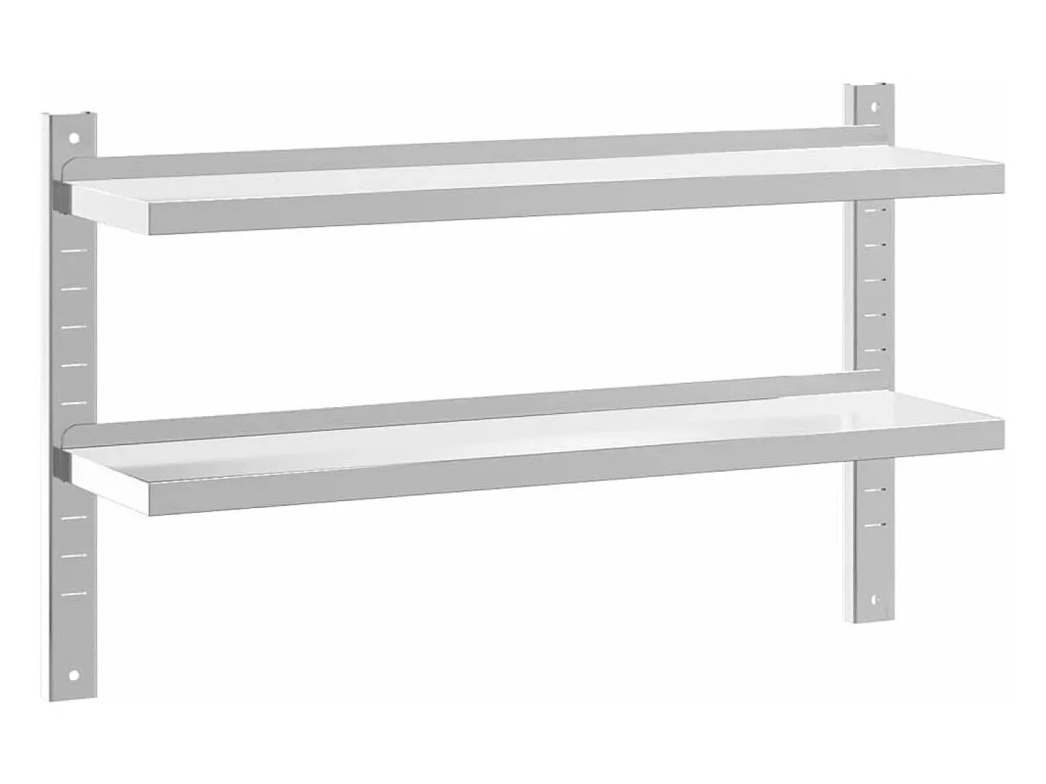 Prateleira| Estante parede 2 prateleiras 100x23,5x60cm aço inoxidável prata PT658574 Prateado