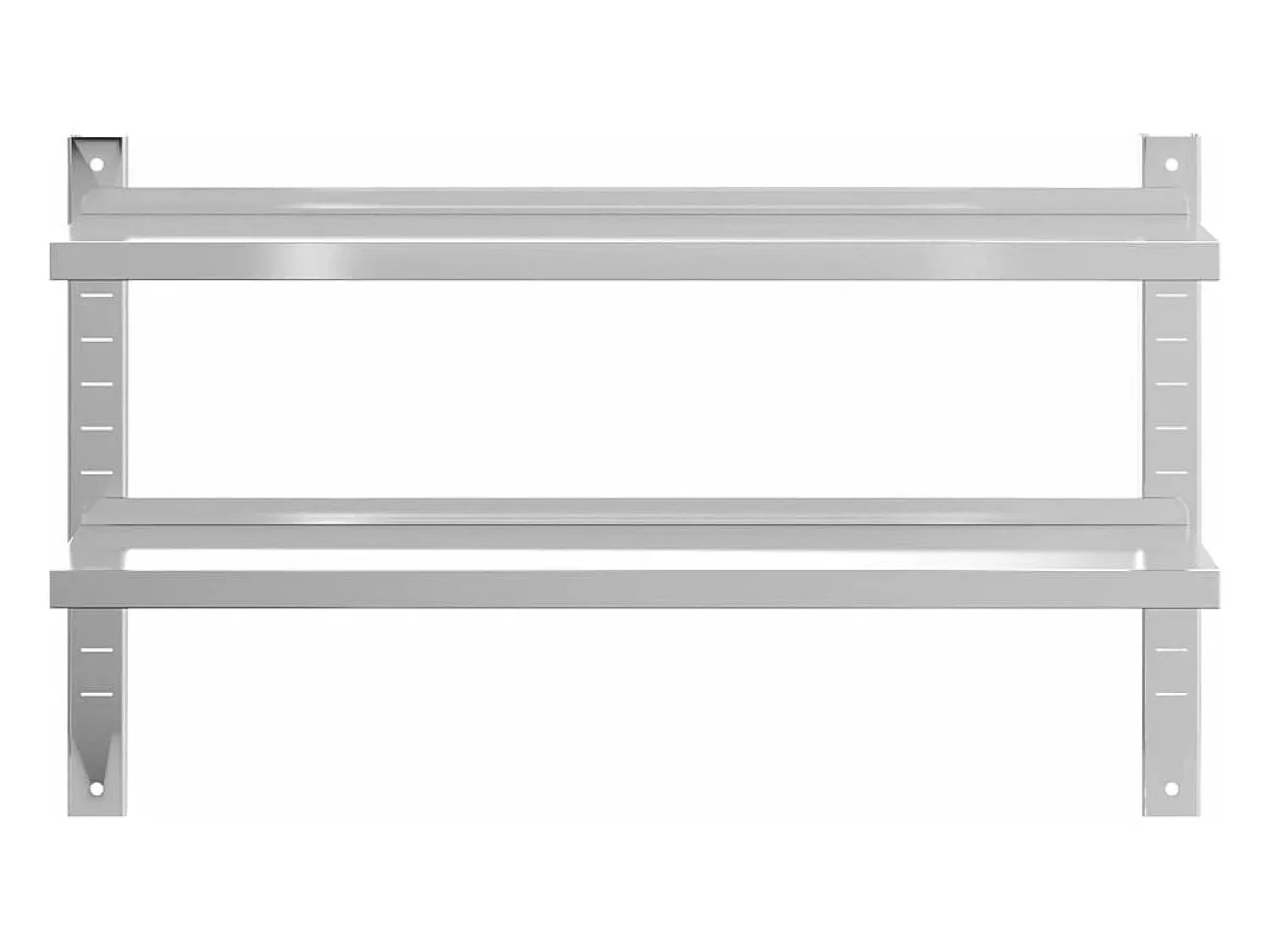 Prateleira| Estante parede 2 prateleiras 100x23,5x60cm aço inoxidável prata PT658574 Prateado