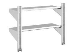 Outlet vidaxl Estante parede 2 prateleiras 75x30x60 cm aço inoxidável prata Prateado
