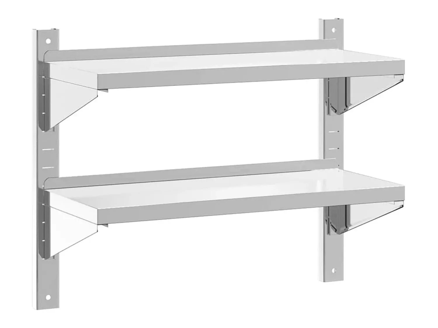 Outlet vidaxl Estante parede 2 prateleiras 75x30x60 cm aço inoxidável prata Prateado