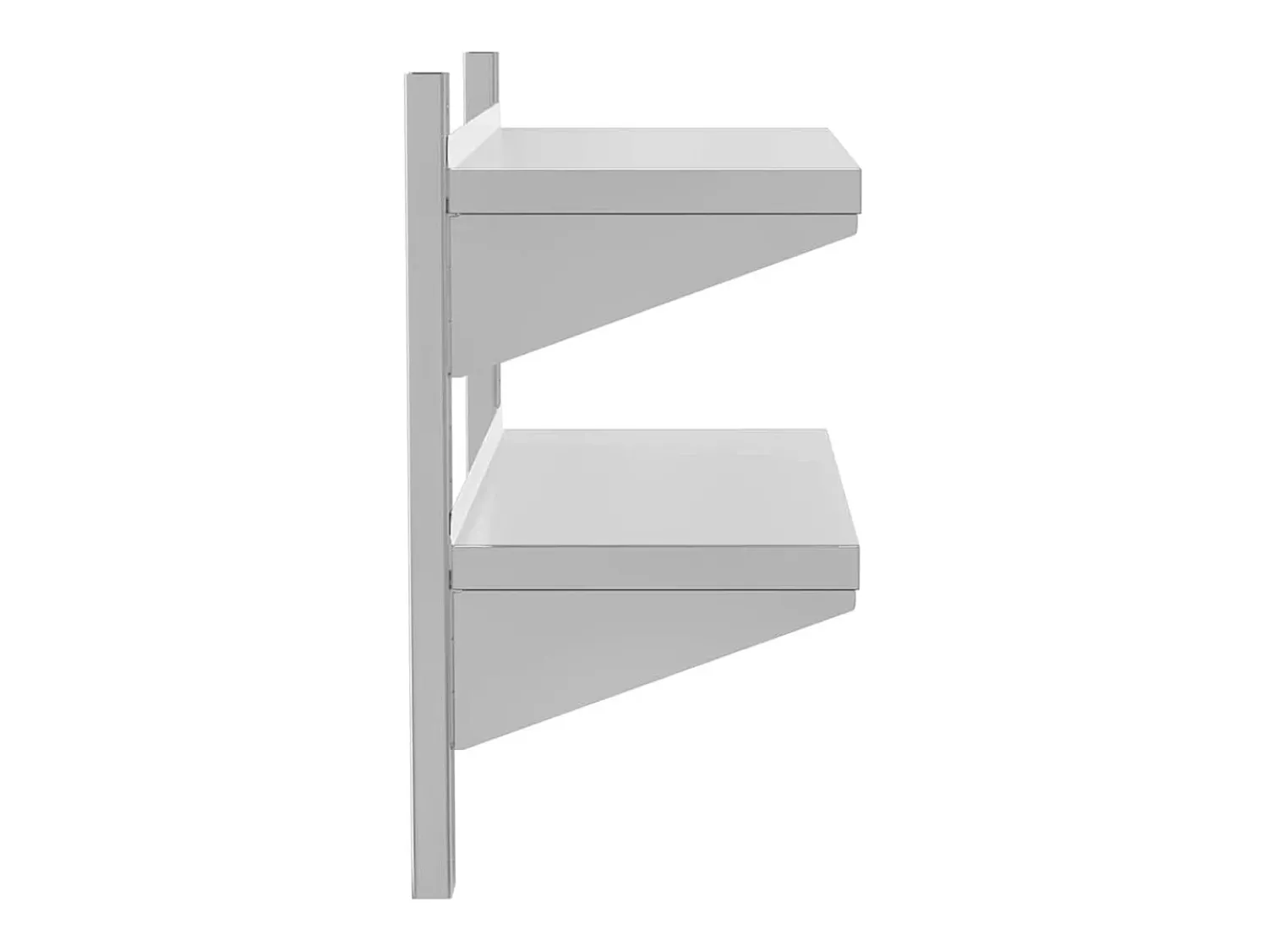 Outlet vidaxl Estante parede 2 prateleiras 75x30x60 cm aço inoxidável prata Prateado
