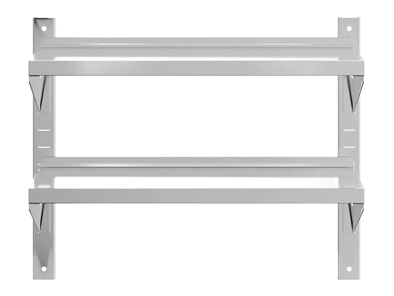 Outlet vidaxl Estante parede 2 prateleiras 75x30x60 cm aço inoxidável prata Prateado