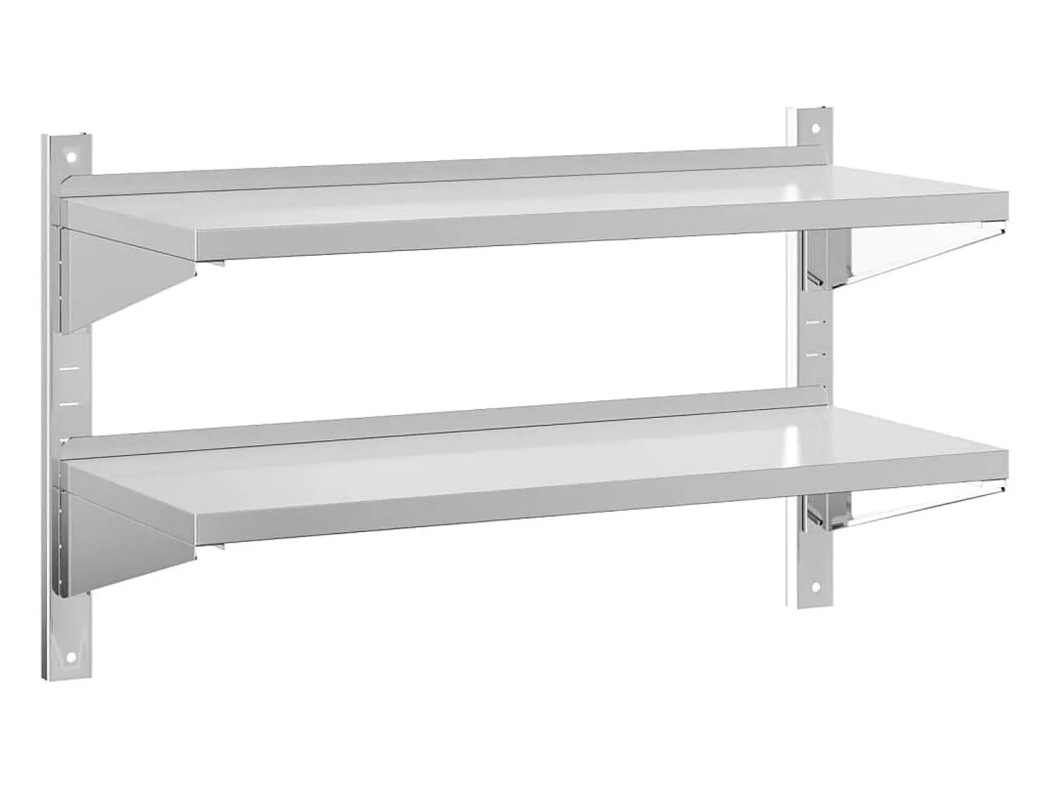 Prateleira* Estante parede 2 prateleiras 100x40x60 cm aço inoxidável prata PT588774 Prateado