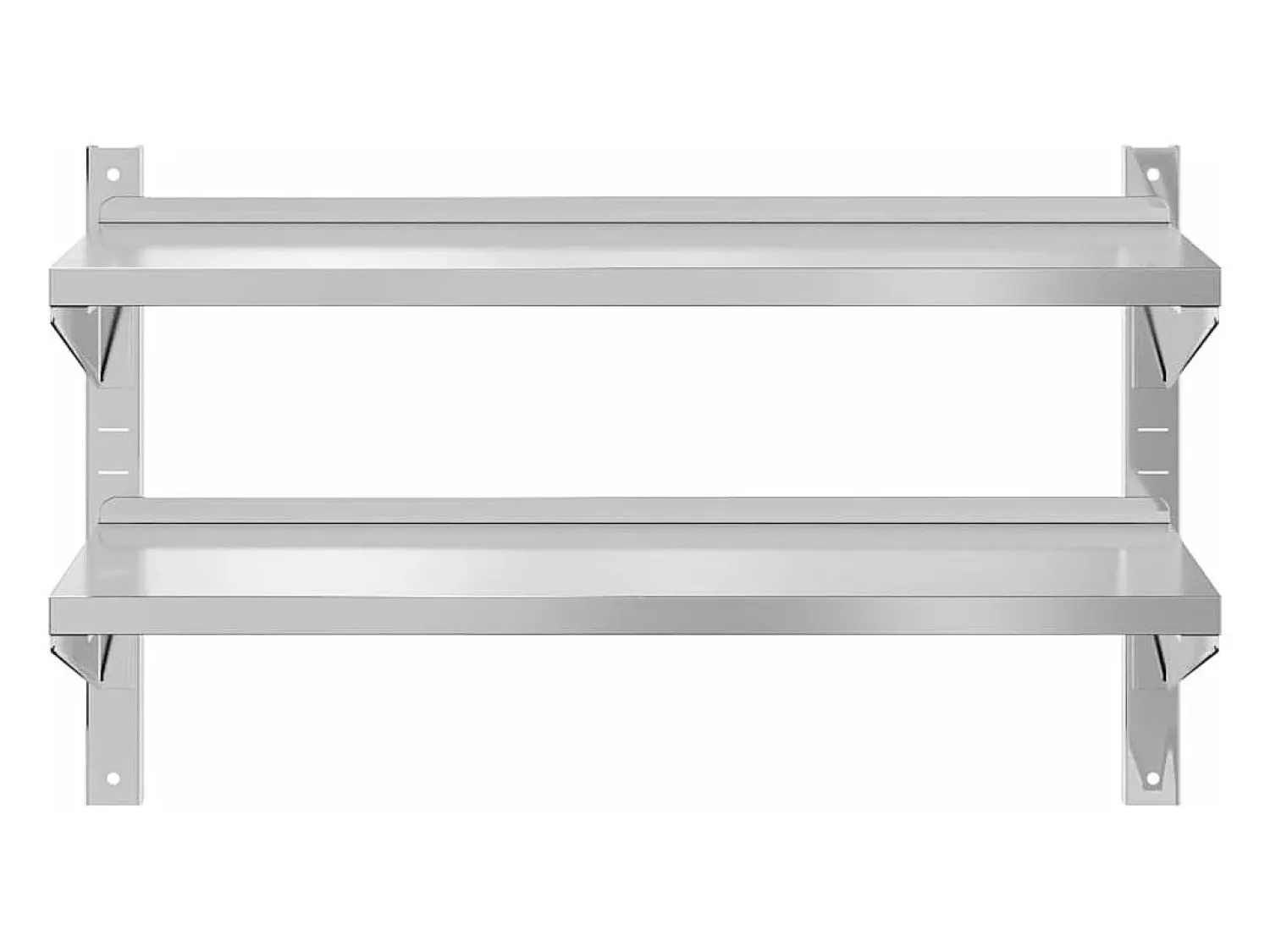 Prateleira* Estante parede 2 prateleiras 100x40x60 cm aço inoxidável prata PT588774 Prateado