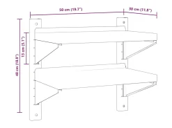 Prateleira|vidaxl Estante parede 2 prateleiras 50x30x48 cm aço inoxidável prata Prateado
