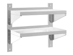 Prateleira|vidaxl Estante parede 2 prateleiras 50x30x48 cm aço inoxidável prata Prateado