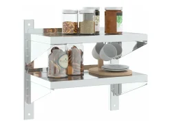 Prateleira|vidaxl Estante parede 2 prateleiras 50x30x48 cm aço inoxidável prata Prateado