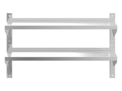 Prateleira|vidaxl Estante parede 2 prateleiras 100x23,5x60cm aço inoxidável prata Prateado