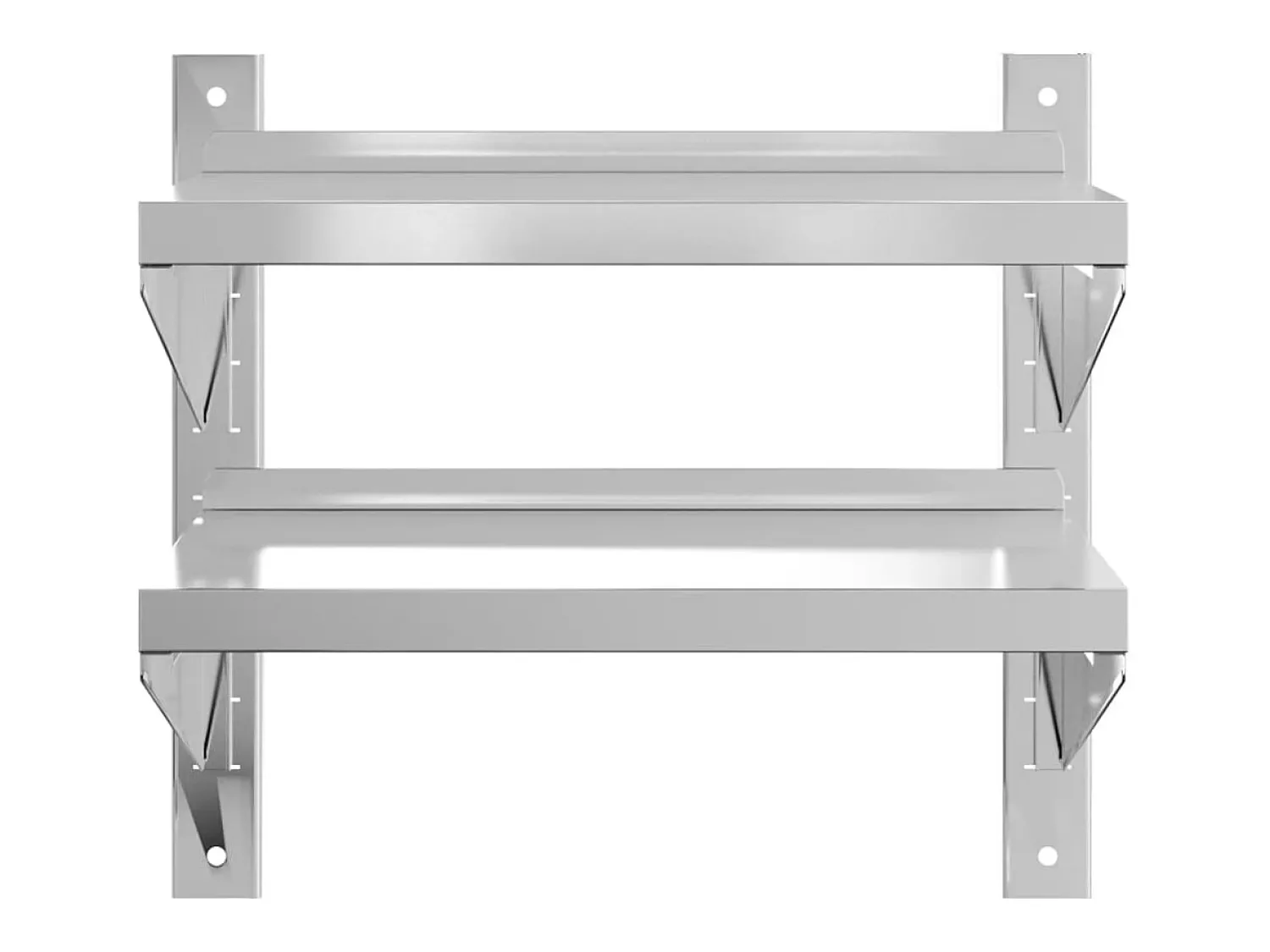 Prateleira* Estante parede 2 prateleiras 50x23,5x60 cm aço inoxidável prata PT210596 Prateado