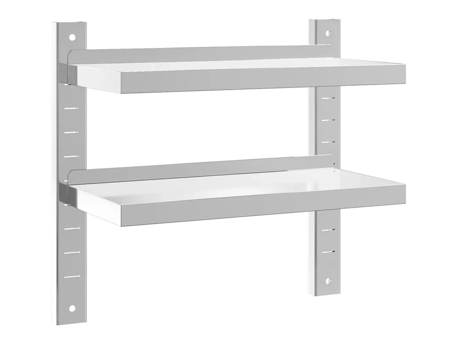 Prateleira* Estante parede 2 prateleiras 50x23,5x60 cm aço inoxidável prata PT210596 Prateado