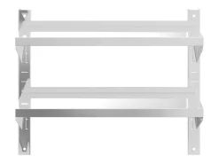 Online vidaxl Estante parede 2 prateleiras 75x23,5x60 cm aço inoxidável prata Prateado