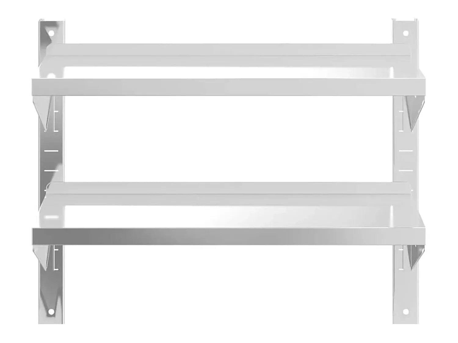 Online vidaxl Estante parede 2 prateleiras 75x23,5x60 cm aço inoxidável prata Prateado