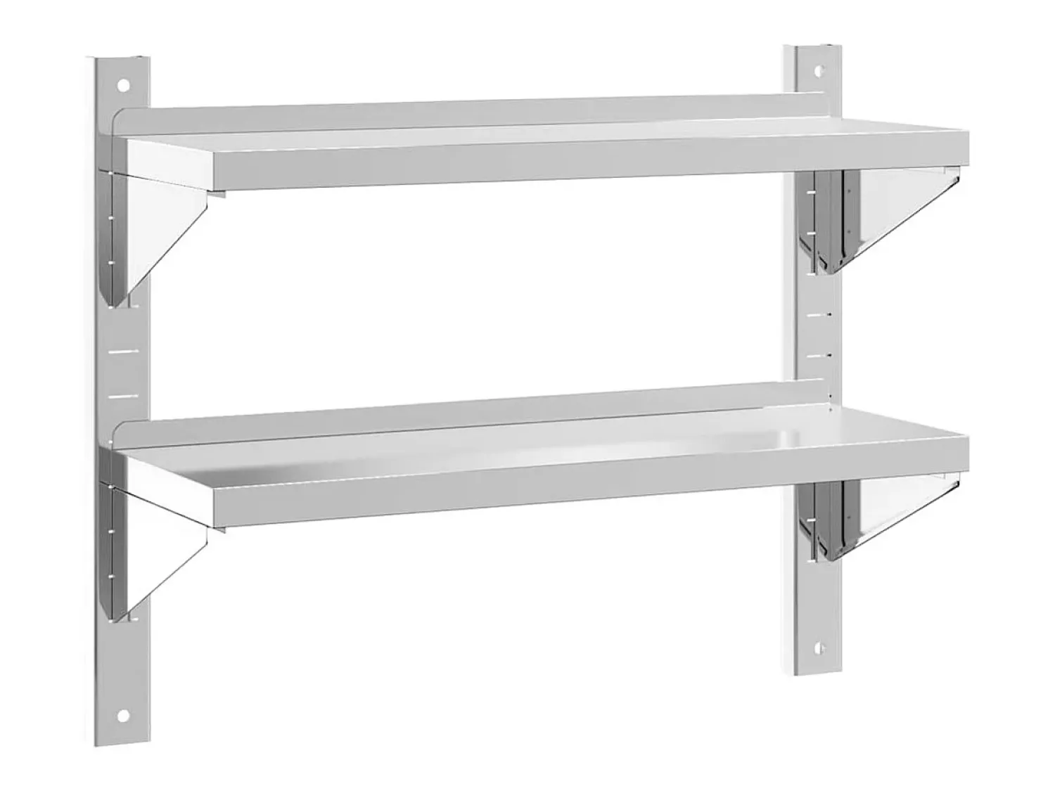 Online vidaxl Estante parede 2 prateleiras 75x23,5x60 cm aço inoxidável prata Prateado