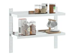 Prateleira| Estante parede 2 prateleiras 75x23,5x60 cm aço inoxidável prata PT319741 Prateado