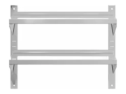 Best Estante parede 2 prateleiras 75x30x60 cm aço inoxidável prata PT165516 Prateado