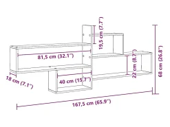 vidaxl Estante parede 167,5x18x68 cm deriv. madeira carvalho artisiano^ Prateleira