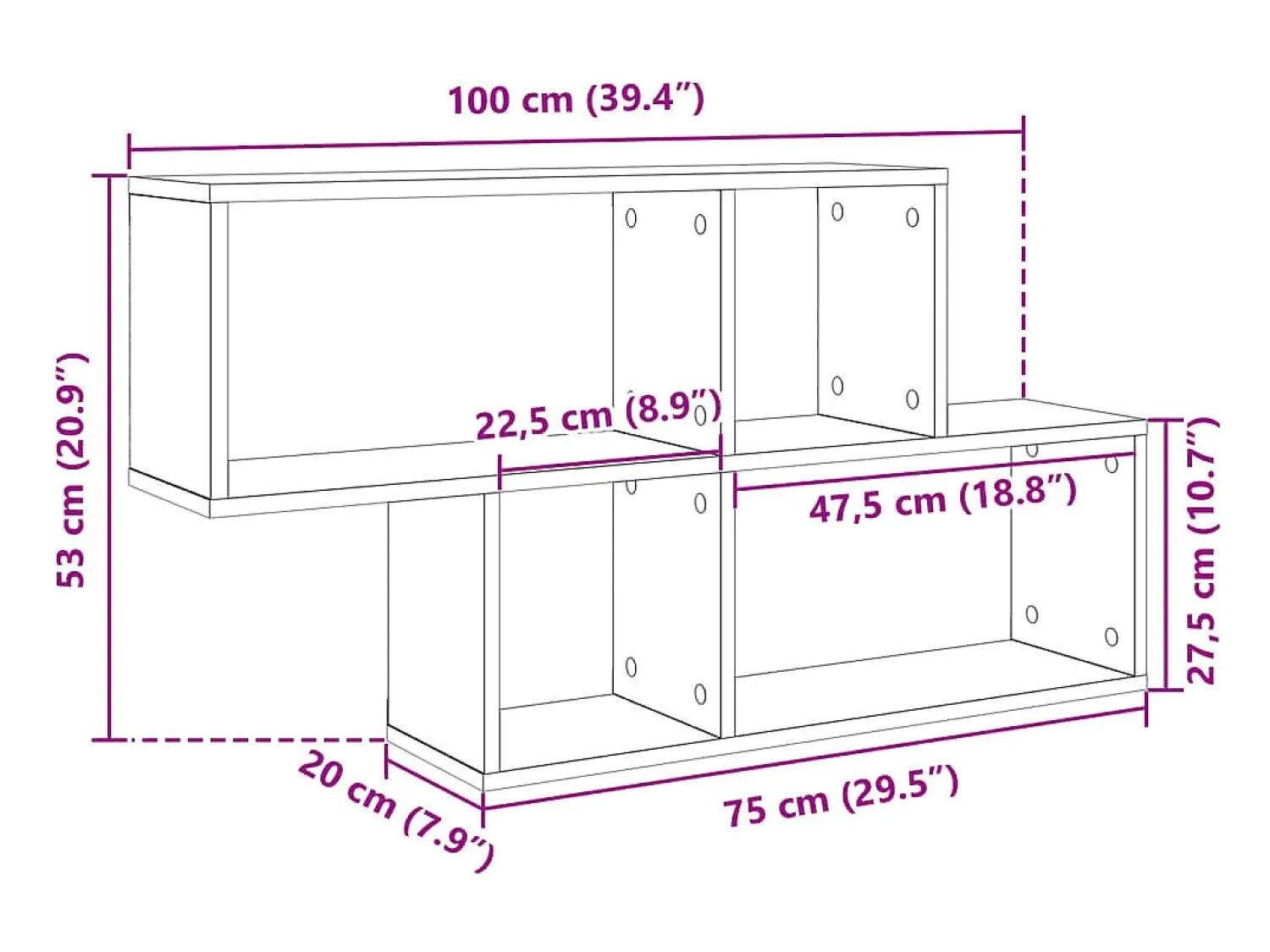 Best vidaxl Estante parede 100x20x53 cm derivados madeira carvalho Castanho